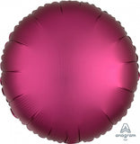Pomegranate Satin / Magenta Round Foil 45cm Balloon INFLATED #36827