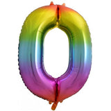 Giant INFLATED Rainbow Splash Number Zero 0 Foil 86cm Balloon #213770