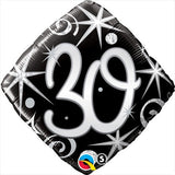 30th Birthday Foil Diamond Black & Silver 45cm #30007