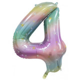 Giant INFLATED Pastel Rainbow Number 4 Foil Balloon #213794