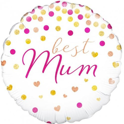 Best Mum Pink, gold and white foil 45cm Balloon #229561