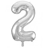 Giant INFLATED Silver Number 2 Foil Balloon 86cm #213702