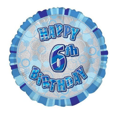 6th Birthday Foil Blue 45cm Balloon #55650