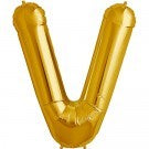 Gold Letter V foil Balloon AIR FILLED SMALL 41cm #00588