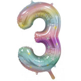 Giant INFLATED Pastel Rainbow Number 3 Foil Balloon #213793