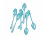Baby Blue Reusable Plastic Cutlery Dessert Spoons 20pk
