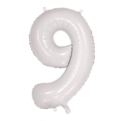 Giant INFLATED White Number 9 Foil 86cm Balloon #213809
