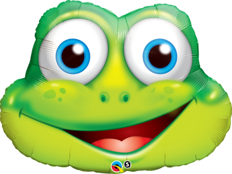 Frog Face 81cm Foil Supershape INFLATED Balloon #16795