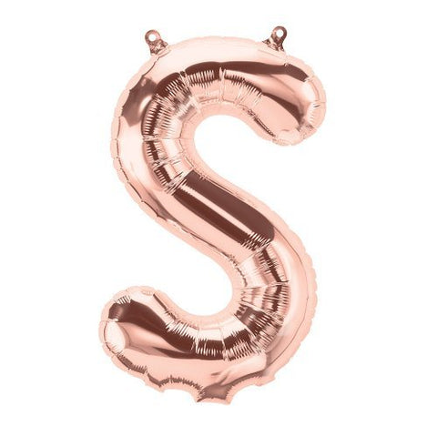 Rose Gold Letter S Balloon AIR FILLED SMALL 41cm #01355