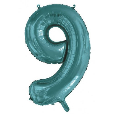 Giant INFLATED Teal Number 9 Foil 86cm Balloon #213819