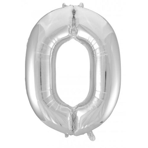 Giant INFLATED Silver Number Zero 0 Foil Balloon 86cm #213700