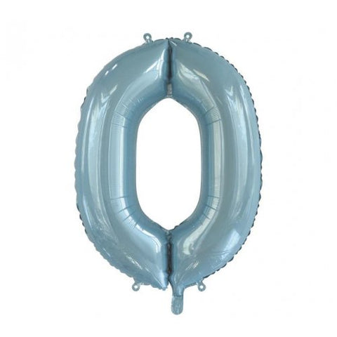 Giant INFLATED Light Blue Number Zero (0) Foil 86cm Balloon #213750