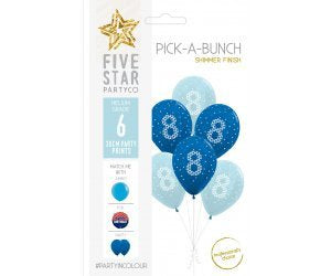 8th Birthday Blue Pick-A-Bunch 6 pack UNFILLED