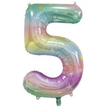 Giant INFLATED Pastel Rainbow Number 5 Foil Balloon #213795