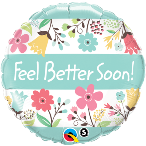 Feel Better Soon Flower Foil 45cm Balloon INFLATED #16983