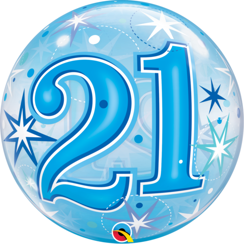 21st Birthday Bubble Blue Balloon #48441