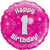 1st Birthday Pink Foil 45cm Balloon #227529