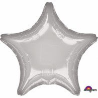 Silver Star Foil 48cm Balloon INFLATED #30576