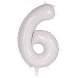 Giant INFLATED White Number 6 Foil 86cm Balloon #213806
