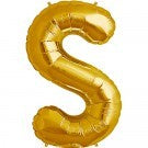 Gold Letter S foil Balloon AIR FILLED SMALL 41cm #00585