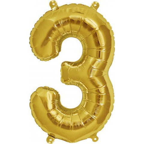 Gold Number 3 Balloon AIR FILLED  SMALL 41cm Air filled only #00560
