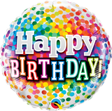 Happy Birthday Foil 45cm Confetti Rainbow Balloon #49496