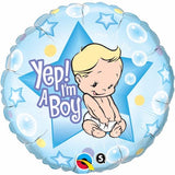 Baby Boy Foil Yep I'm a Boy Balloon  #86885