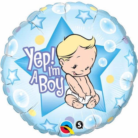 Baby Boy Foil Yep I'm a Boy Balloon  #86885