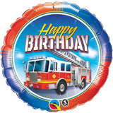 Happy Birthday Fire Engine Foil 45cm Balloon #41686
