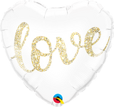 Love Foil Heart 45cm with Sparkling Gold Script INFLATED #57322
