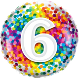 6th Birthday Foil 45cm Confetti Rainbow Balloon #34606
