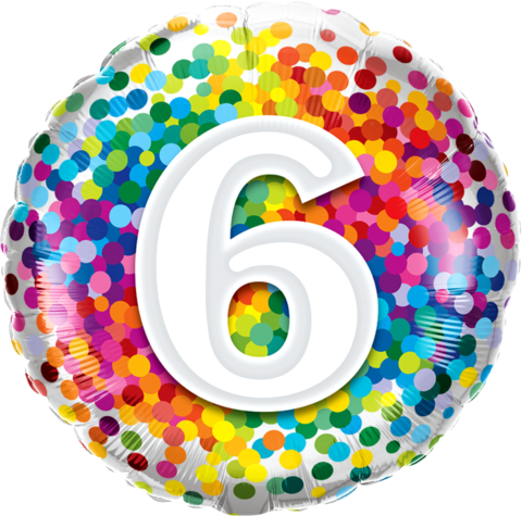 6th Birthday Foil 45cm Confetti Rainbow Balloon #34606