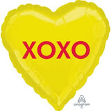 XO Candy Heart Yellow Foil Balloon INFLATED #36841