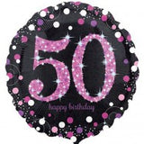 50th Birthday Foil Magenta & Black Balloon #33787