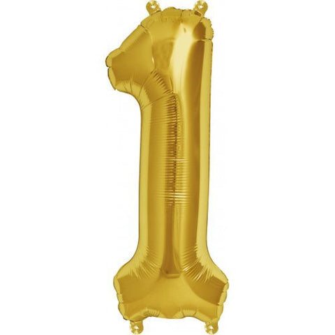 Gold Number 1 Balloon AIR FILLED  SMALL 41cm #00558