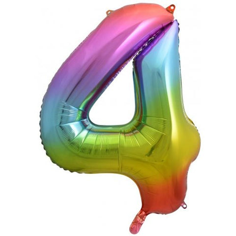 Giant INFLATED Rainbow Splash Number 4 Foil 86cm Balloon #213774