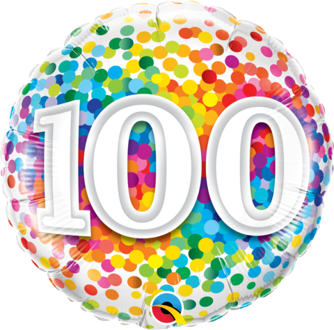100th Birthday Foil 45cm Confetti Balloon #49565