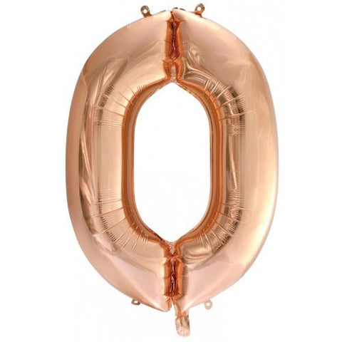 Giant INFLATED Rose Gold Number Zero 0 Foil 86cm Balloon #213740