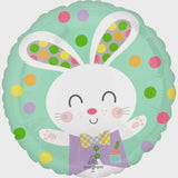 Easter Spotted Bunny Round Foil Balloon 43cm #42348