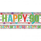 90th Birthday Banner Multi Coloured