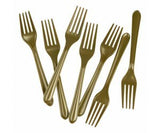 Gold Reusable Plastic Cutlery Forks 20pk