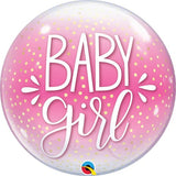 Baby Girl Bubble Balloon Pink Confetti Dots #10035