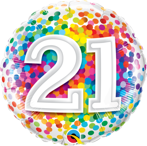 21st Birthday Foil 45cm Confetti Balloon #49508