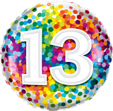13th Birthday Foil 45cm Confetti Rainbow Balloon #13529