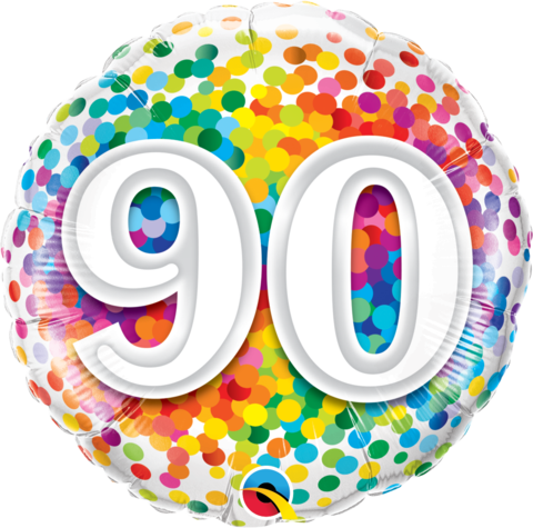 90th Birthday Foil 45cm Confetti Balloon #49562