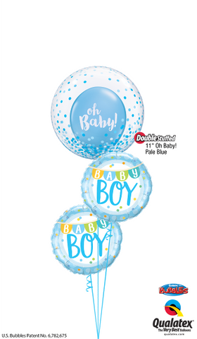 Baby Boy Bunting Confetti Bubble Balloon Bouquet #BB12