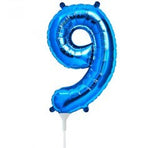 AIR FILLED ONLY Blue Number 9 (nine) Balloon 41cm #00461