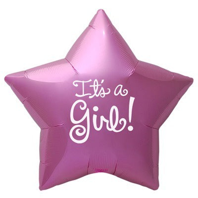 Its a Girl Star Pink Foil 56cm Balloon INFLATED #00407