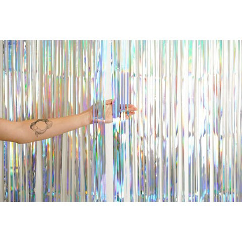 XL Foil Curtain (1m x 2.4m) Holographic Silver #1245049