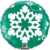Festive Green Snowflake Foil Balloon INFLATED 45cm 18" #96604